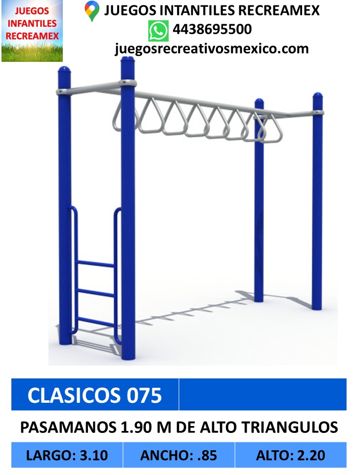 pasamanos en triangulos 1.90m de alto